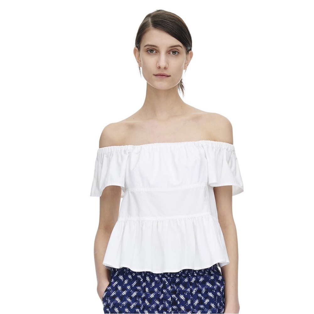 Rebecca Taylor White Poplin Off the Shoulder Top - Size 2